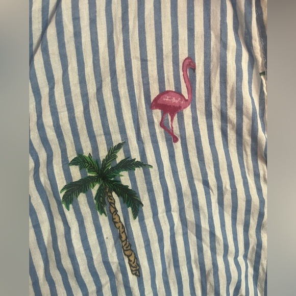 True Destinations tunic beach shirt half buttons flamingos and palm trees - Picture 2 of 6